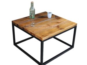 Stolik kawowy - stare drewno sosnowe, konstrukcja stalowa