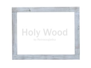 Lustro ze starego drewna, białe, przecierane