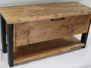 Szafka łazienkowa, stare drewno sosnowe, stalowe nogi