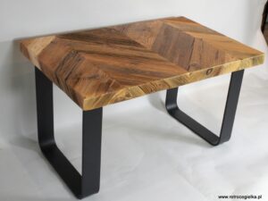 Stolik kawowy, jodełka - stare drewno sosnowe