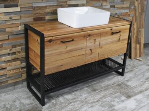 Szafka łazienkowa, stare drewno, dwie szuflady, blenda