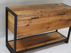 Szafka łazienkowa SZA.Ł/12, stare drewno, stalowa rama, dwie szuflady