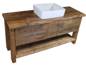 Szafka łazienkowa stojąca, stare drewno, dwie szuflady