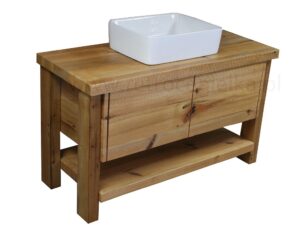 Szafka łazienkowa stojąca, stare drewno, dwie szuflady, jasne drewno