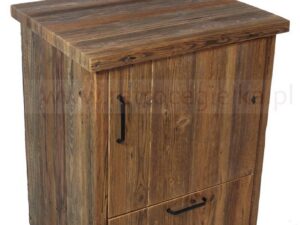 Szafka łazienkowa stojąca, stare drewno, jedna szuflada, pojedyncze drzwiczki