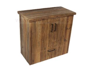 Szafka łazienkowa stojąca, stare drewno, jedna szuflada, podwójne drzwiczki