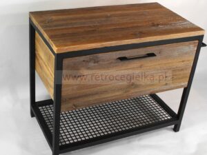 Szafka łazienkowa, stare drewno, jedna szuflada, półka ażurowa