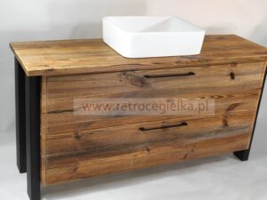 Szafka łazienkowa stojąca, komoda, stare drewno, dwie szuflady