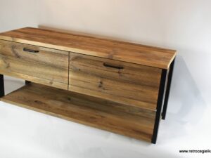 Szafka łazienkowa wisząca, stare drewno sosnowe, dwie szuflady