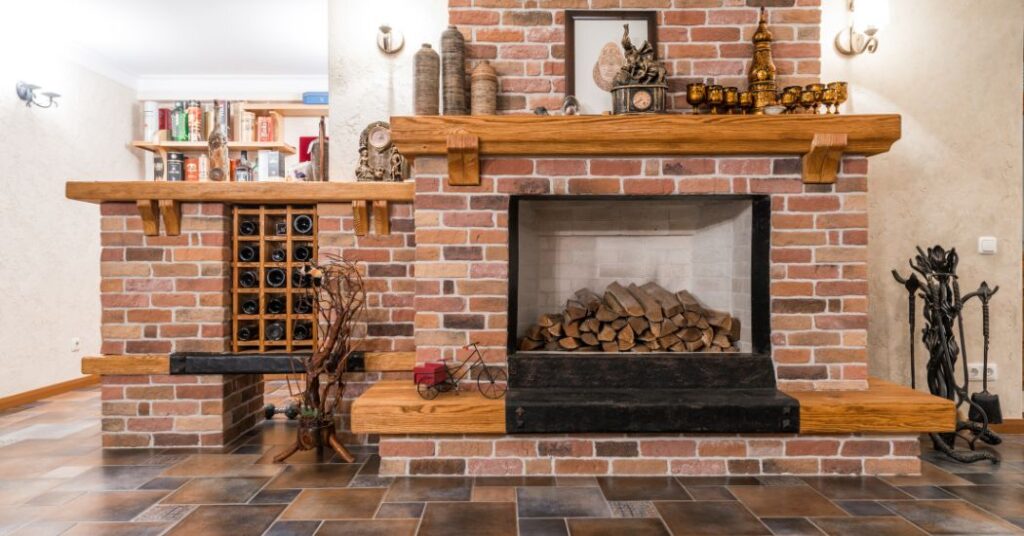 cegła na kominku to niepowtarzalny klimat